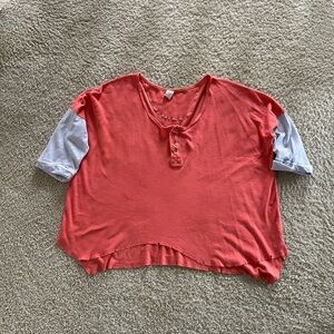We The Free Coral and Gray Top